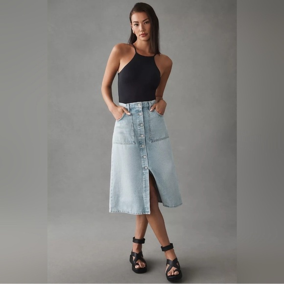 Citizens Of Humanity Dresses & Skirts - Citizens Of Humanity Anouk Midi Skirt Size 26 Light Wash Denim Button Front